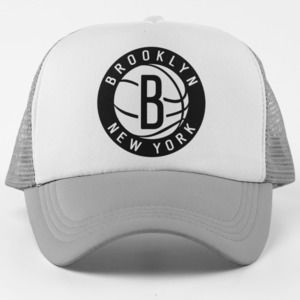 NEW Brooklyn Nets Circle Logo Foam Trucker Mesh Snapback Hat 2TONE GREY